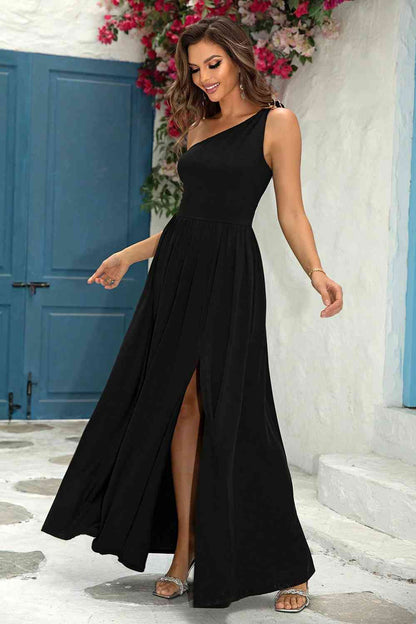 FLEUR One-Shoulder Split Maxi Dress