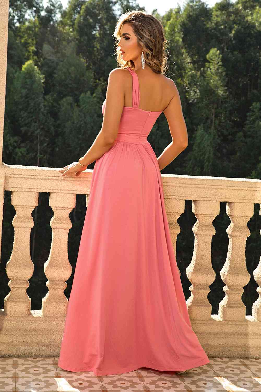 FLEUR One-Shoulder Split Maxi Dress