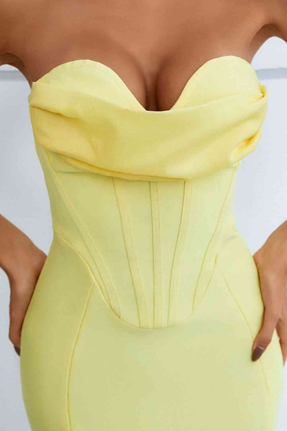 CATALEYA Seam Detail Lemon Midi Dress