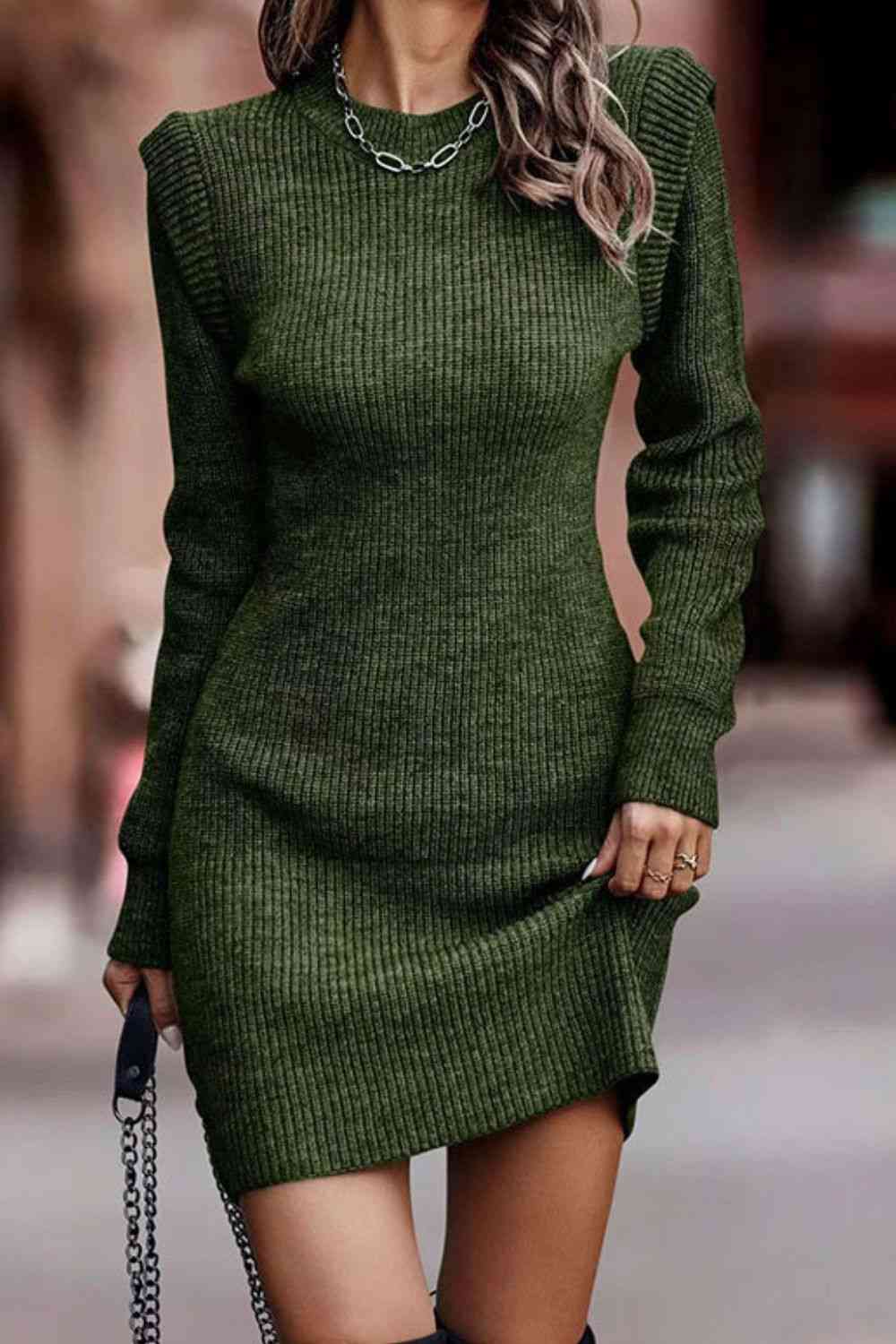 CATALEYA Round Neckline Sweater Dress