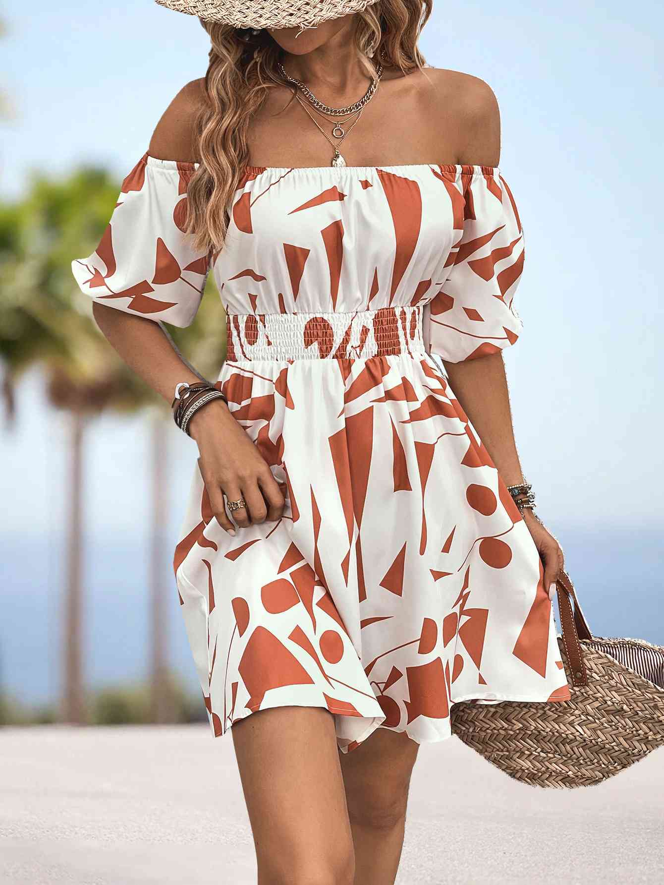 JULLI Printed Off-Shoulder Mini Dress