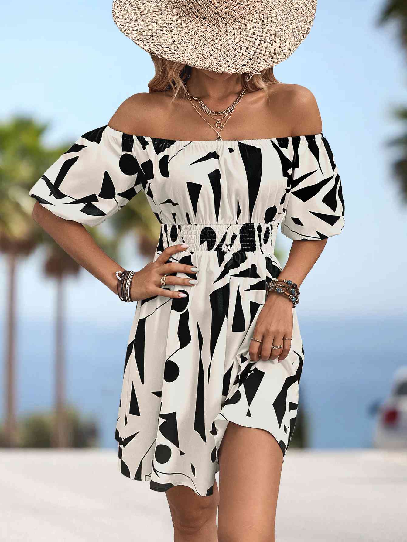 JULLI Printed Off-Shoulder Mini Dress