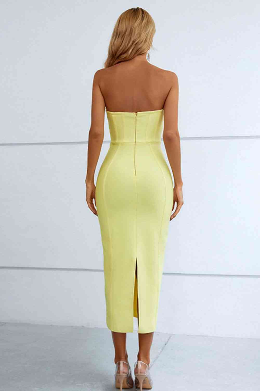 CATALEYA Seam Detail Lemon Midi Dress