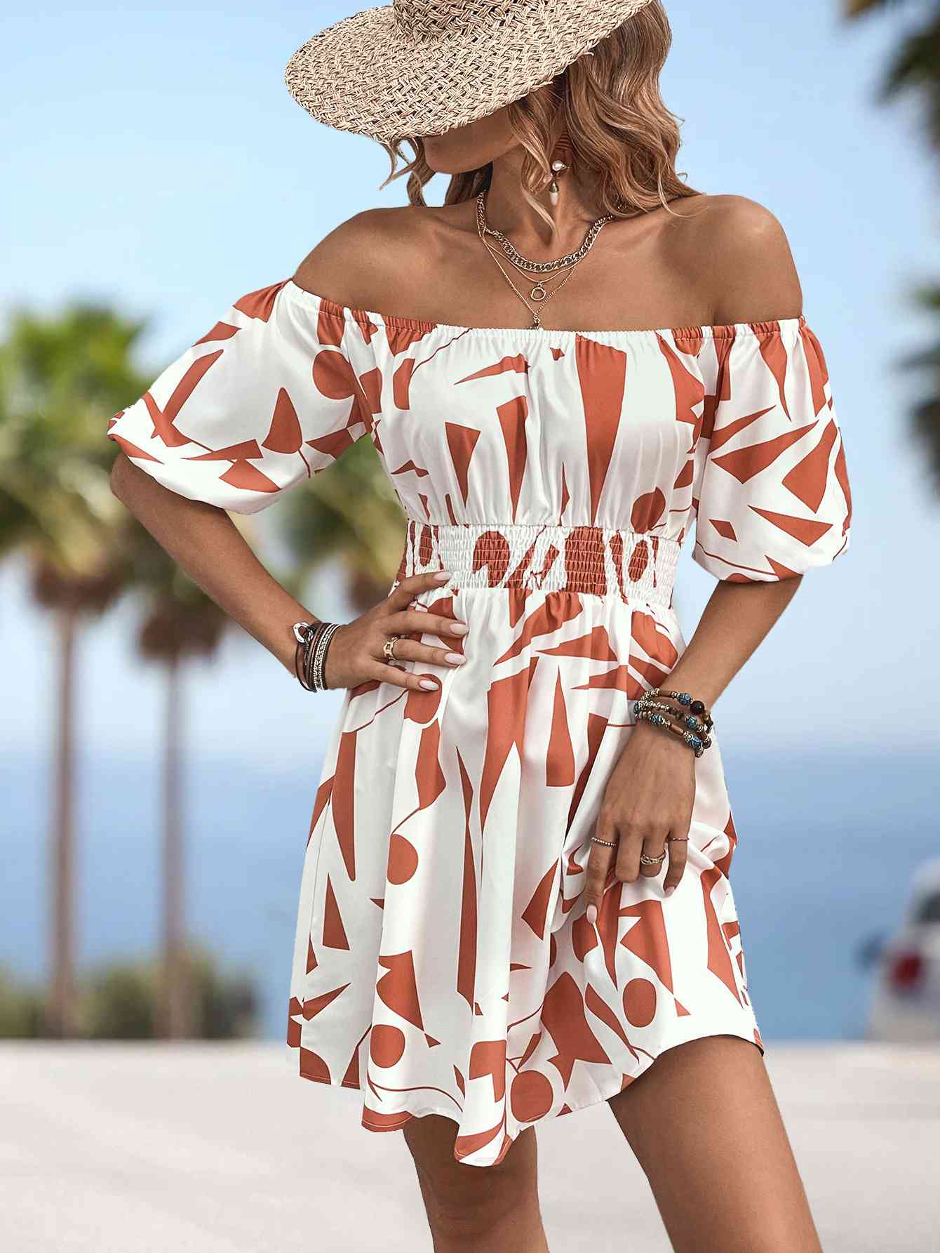 JULLI Printed Off-Shoulder Mini Dress