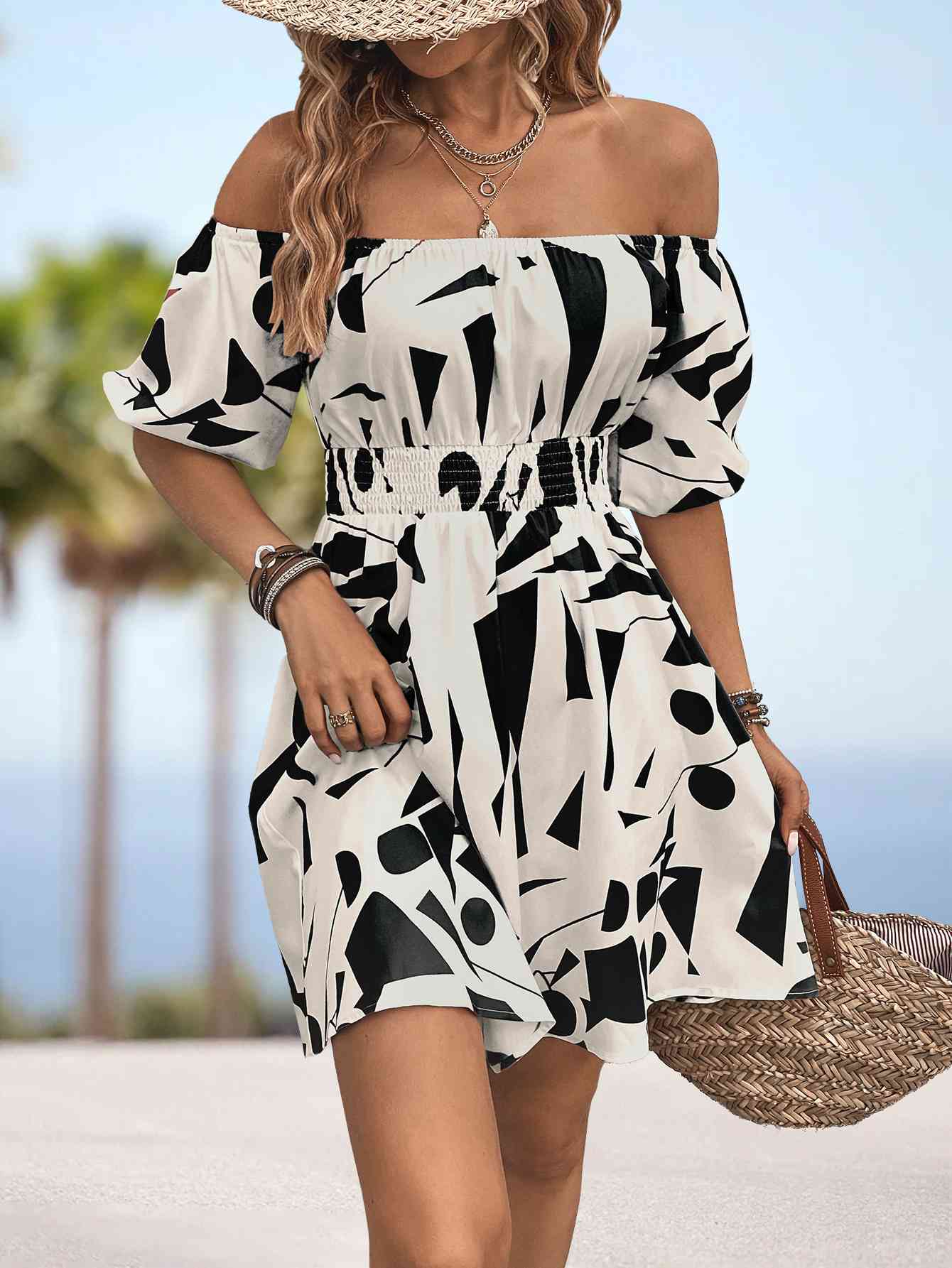 JULLI Printed Off-Shoulder Mini Dress