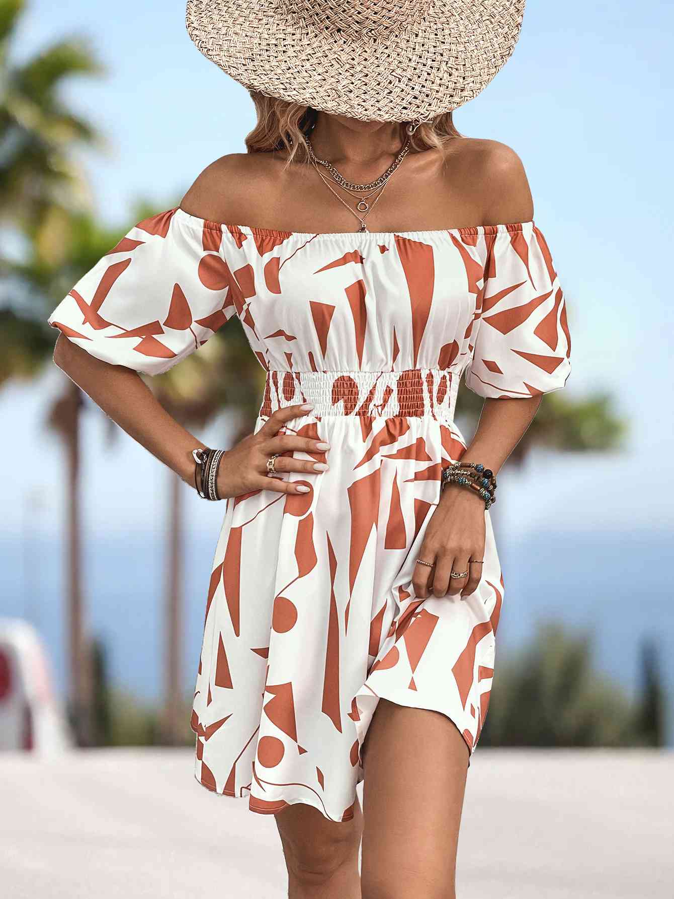 JULLI Printed Off-Shoulder Mini Dress