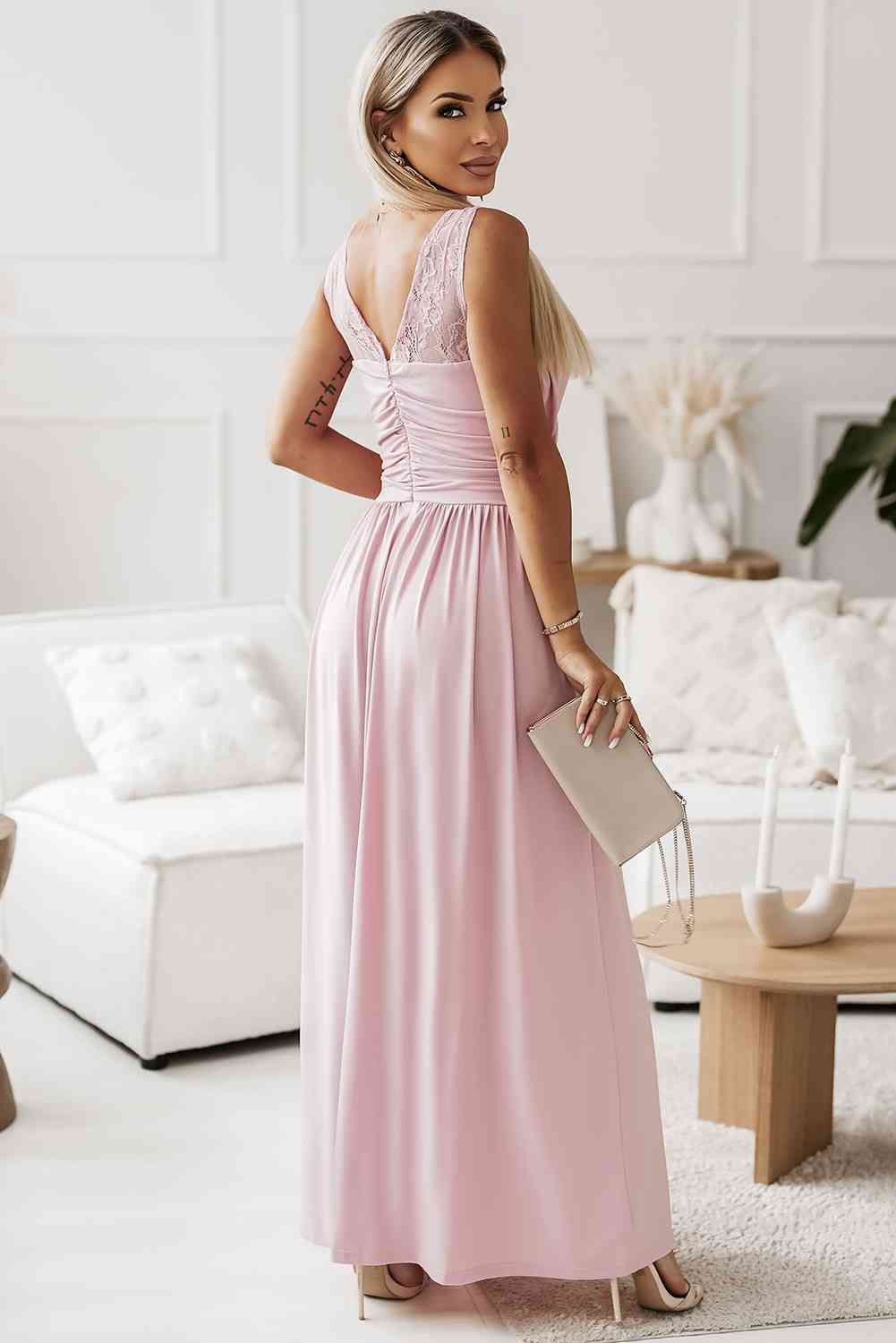 RUN THE WORLD Surplice Neck Split Maxi Dress