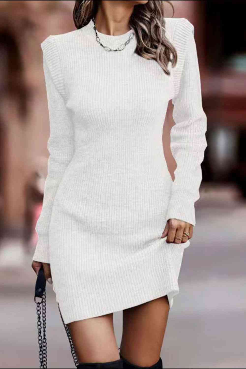 CATALEYA Round Neckline Sweater Dress