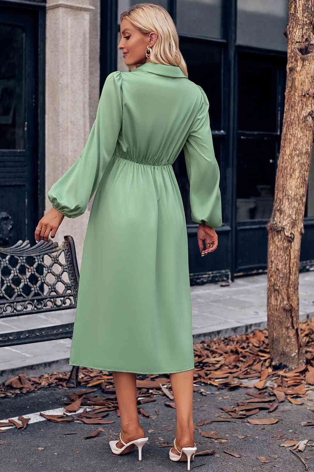 HANNAH Surplice Neck Midi Dress