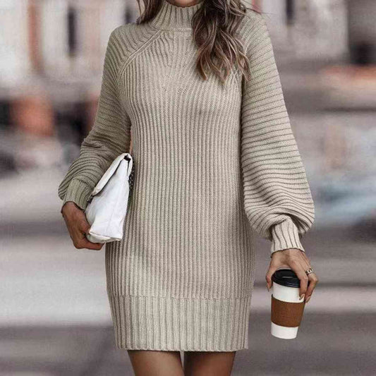 MATHILDE Mock Neckline  Sweater Mini Dress